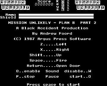 Plan B - Part 2 - Mission Unlikely (1987)(Argus Press) screen shot title